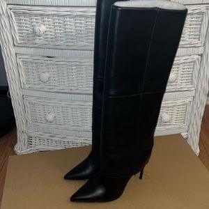 Steve Madden Smith black leather stiletto boots